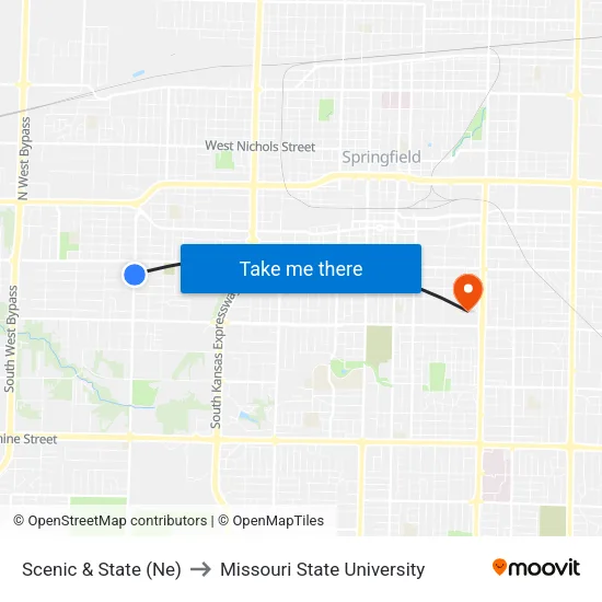 Scenic & State (Ne) to Missouri State University map