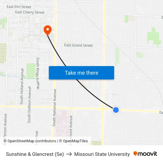 Sunshine & Glencrest (Se) to Missouri State University map