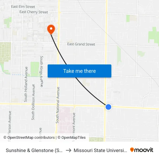 Sunshine & Glenstone (Se) to Missouri State University map