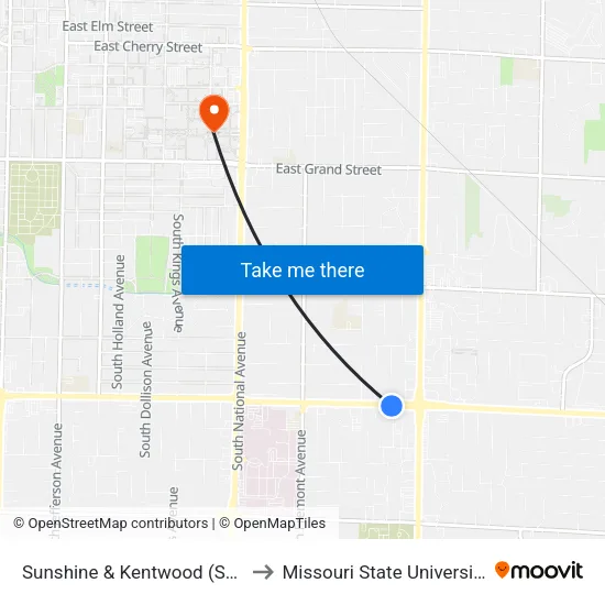 Sunshine & Kentwood (Sw) to Missouri State University map
