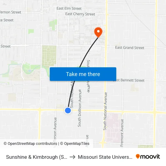Sunshine & Kimbrough (Se) to Missouri State University map