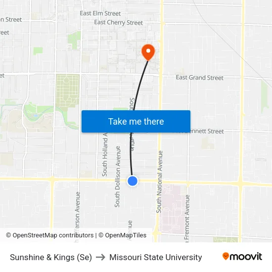 Sunshine & Kings (Se) to Missouri State University map