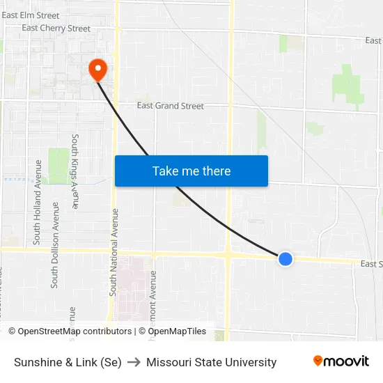 Sunshine & Link (Se) to Missouri State University map