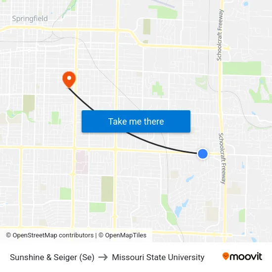 Sunshine & Seiger (Se) to Missouri State University map