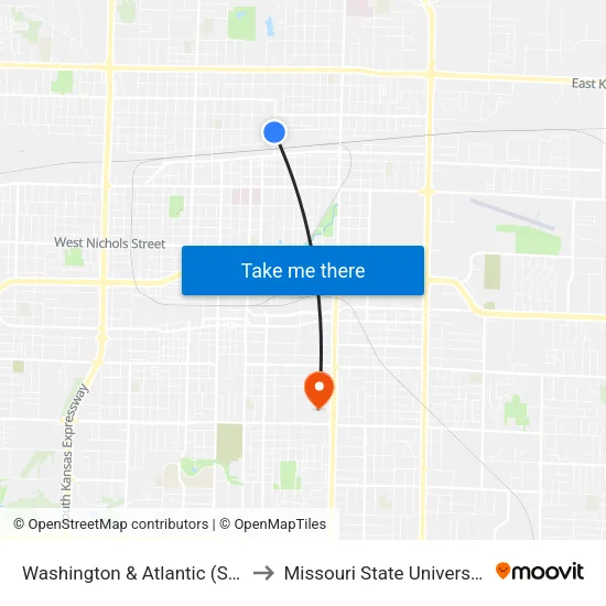 Washington & Atlantic (Sw) to Missouri State University map