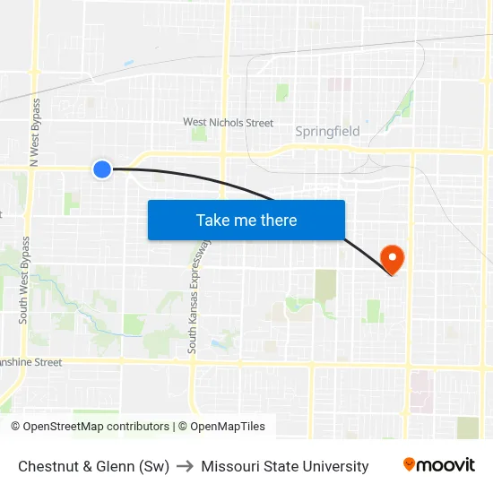 Chestnut & Glenn (Sw) to Missouri State University map