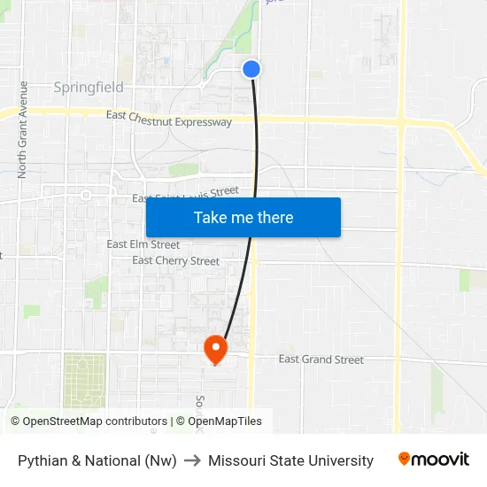 Pythian & National (Nw) to Missouri State University map