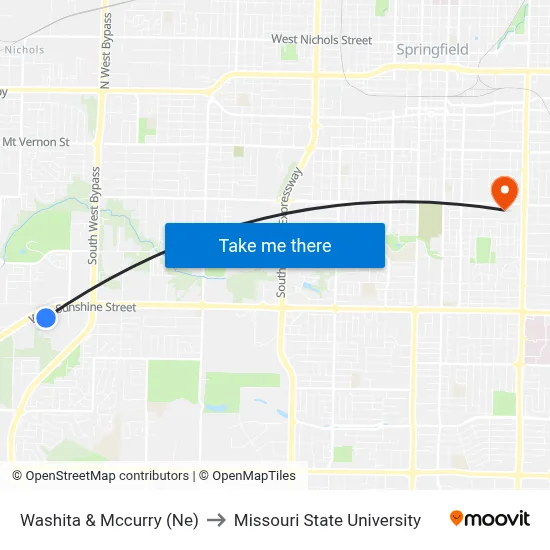 Washita & Mccurry (Ne) to Missouri State University map