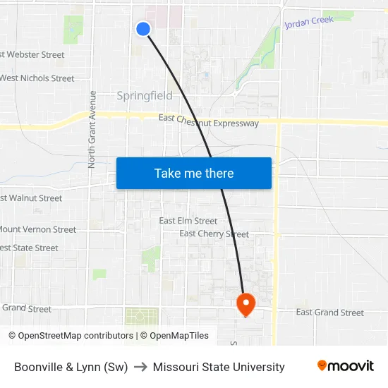 Boonville & Lynn (Sw) to Missouri State University map