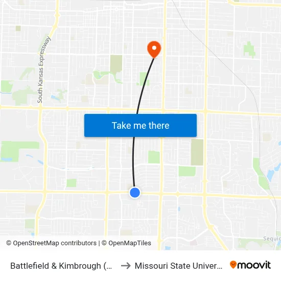 Battlefield & Kimbrough (Nw) to Missouri State University map