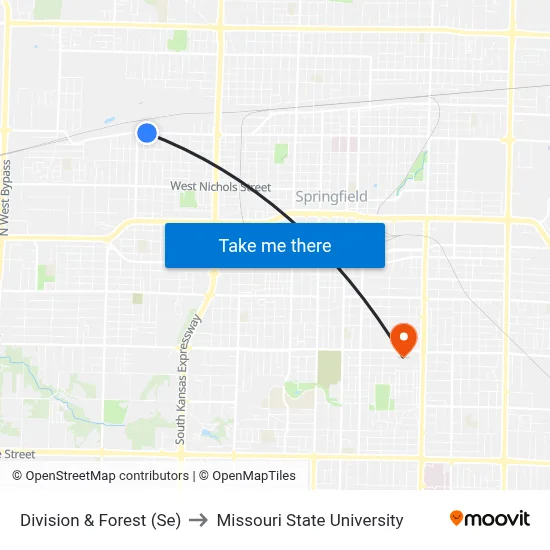 Division & Forest (Se) to Missouri State University map