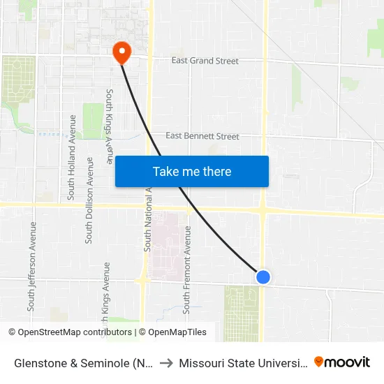 Glenstone & Seminole (Ne) to Missouri State University map