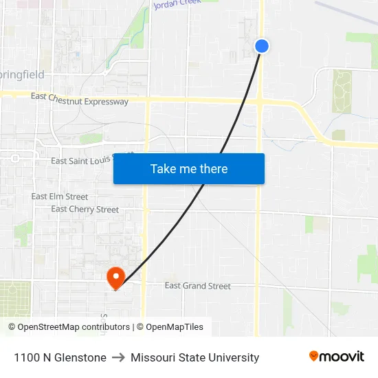 1100 N Glenstone to Missouri State University map