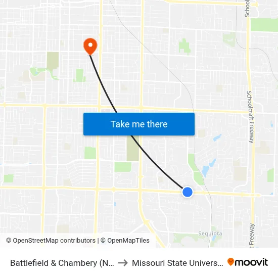 Battlefield & Chambery (Nw) to Missouri State University map