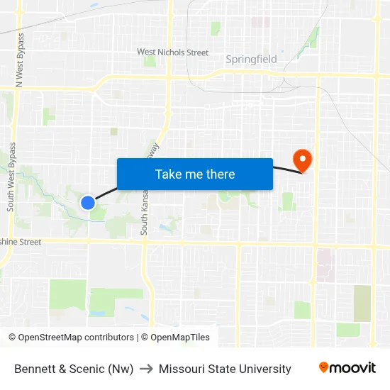 Bennett & Scenic (Nw) to Missouri State University map