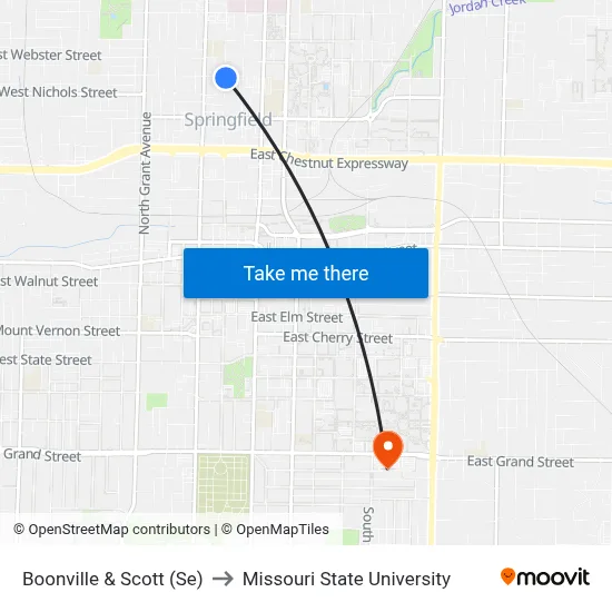 Boonville & Scott (Se) to Missouri State University map