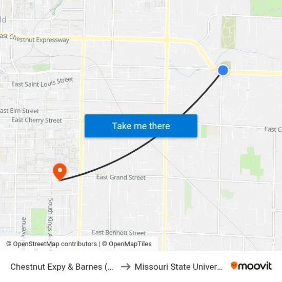 Chestnut Expy & Barnes (Ne) to Missouri State University map