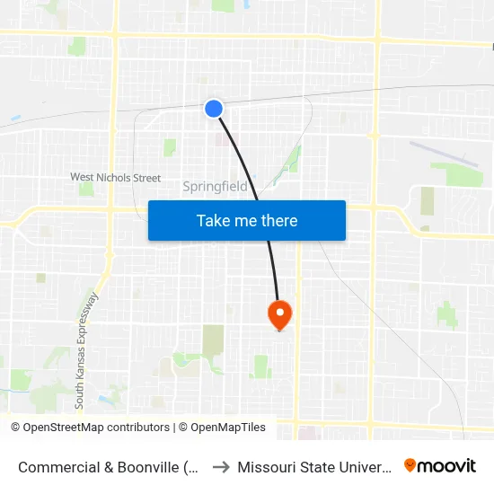 Commercial & Boonville (Nw) to Missouri State University map