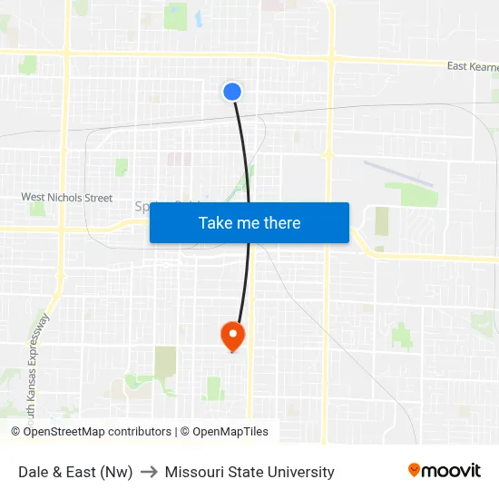 Dale & East (Nw) to Missouri State University map