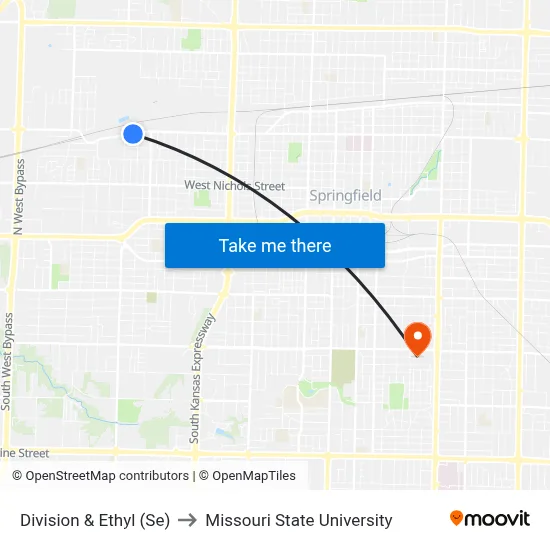 Division & Ethyl (Se) to Missouri State University map
