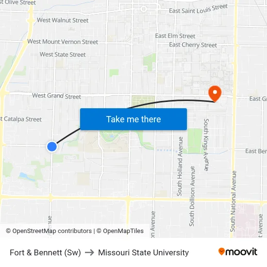 Fort & Bennett (Sw) to Missouri State University map