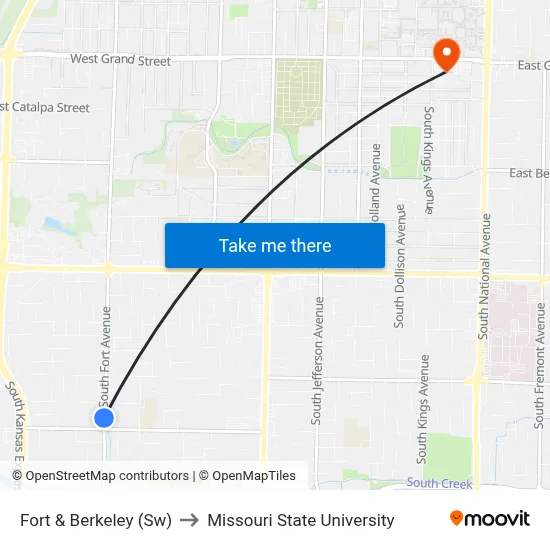Fort & Berkeley (Sw) to Missouri State University map