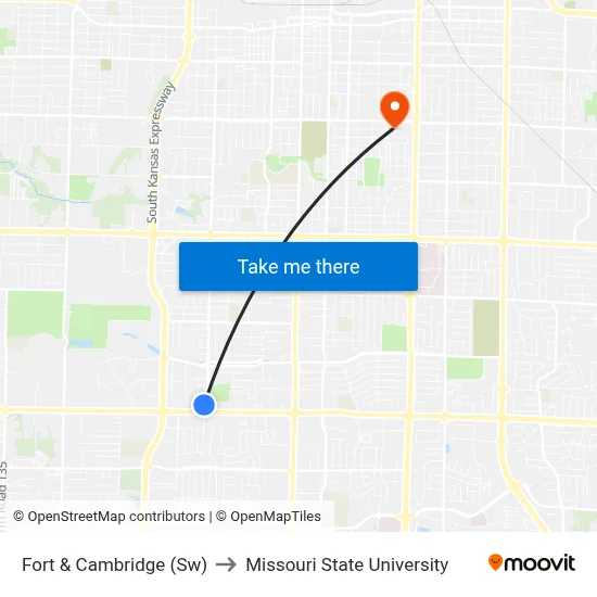Fort & Cambridge (Sw) to Missouri State University map