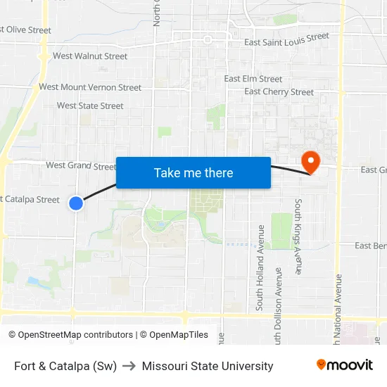 Fort & Catalpa (Sw) to Missouri State University map