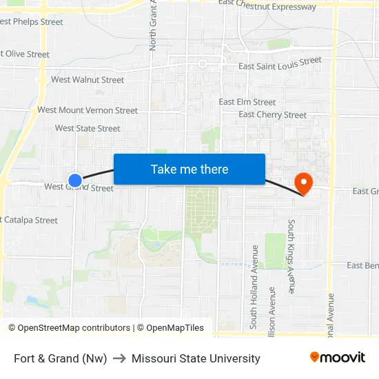 Fort & Grand (Nw) to Missouri State University map