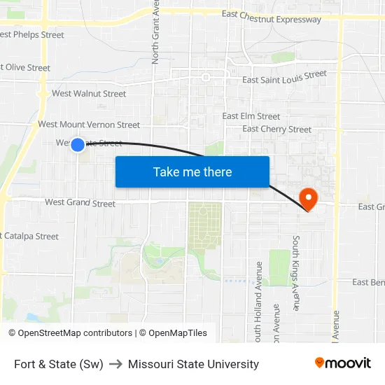 Fort & State (Sw) to Missouri State University map