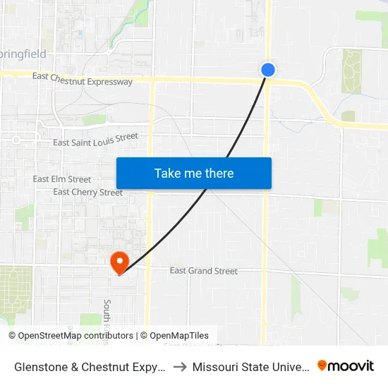 Glenstone & Chestnut Expy (Ne) to Missouri State University map