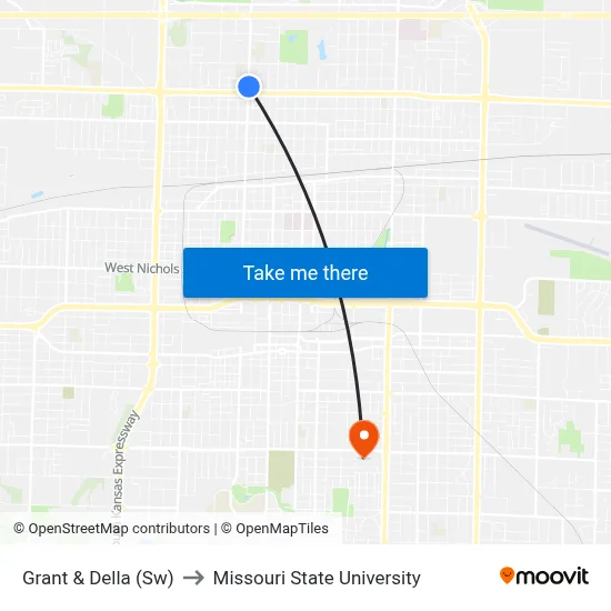 Grant & Della (Sw) to Missouri State University map