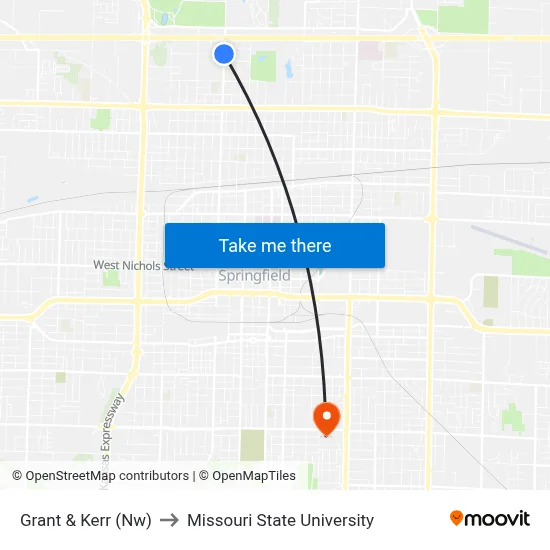 Grant & Kerr (Nw) to Missouri State University map