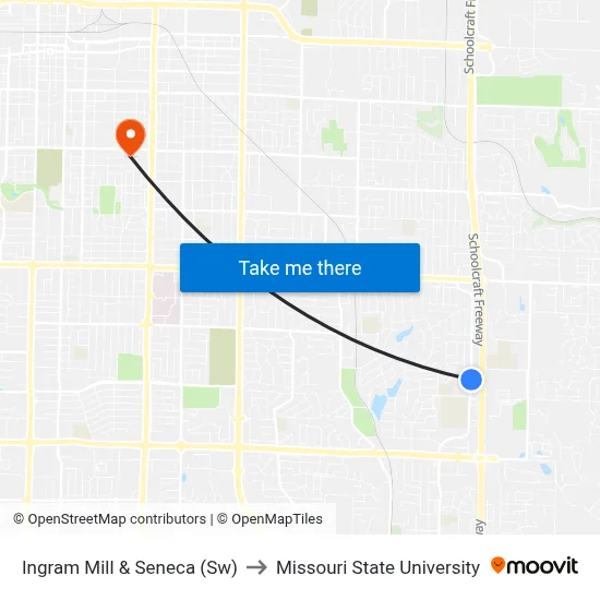 Ingram Mill & Seneca (Sw) to Missouri State University map