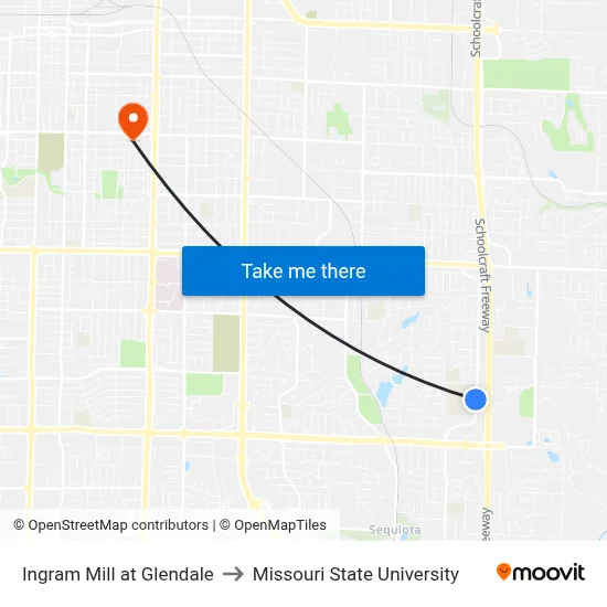 Ingram Mill at Glendale to Missouri State University map