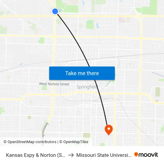 Kansas Expy & Norton (Se) to Missouri State University map