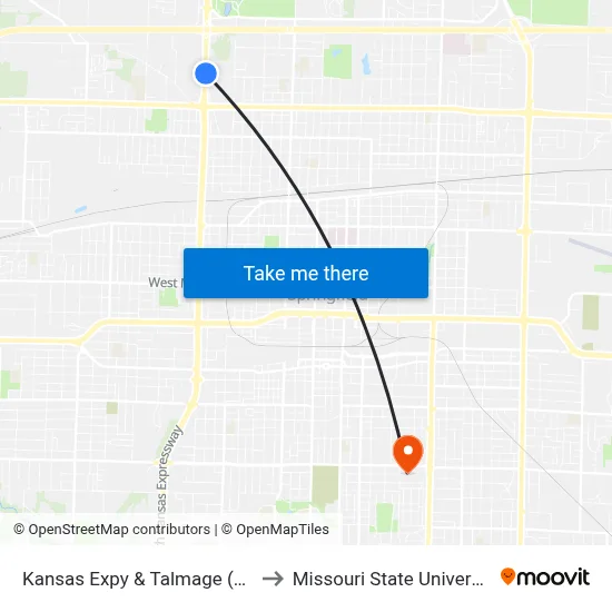 Kansas Expy & Talmage (Ne) to Missouri State University map