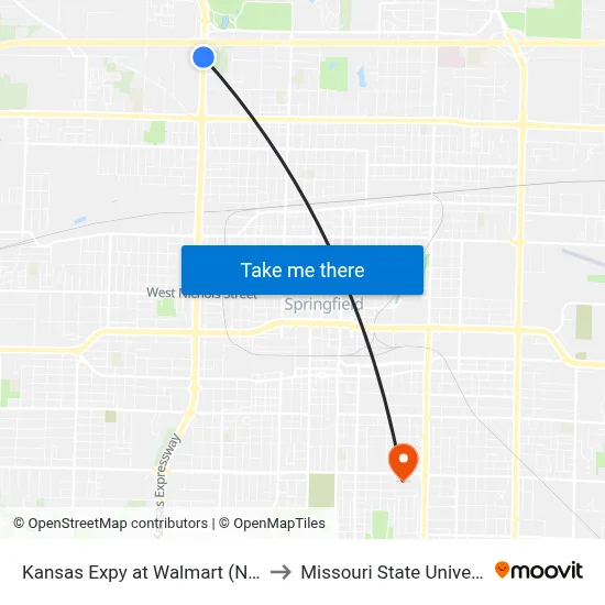 Kansas Expy at Walmart (North) to Missouri State University map
