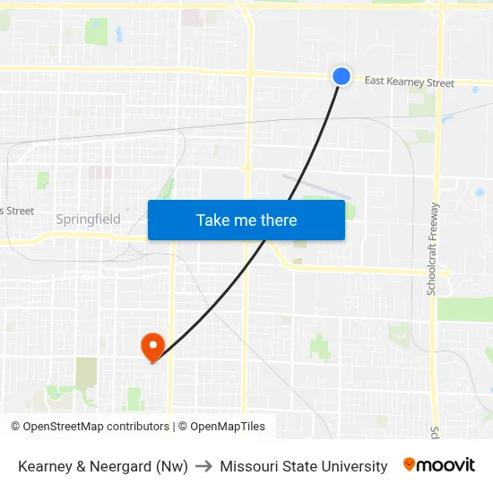 Kearney & Neergard (Nw) to Missouri State University map