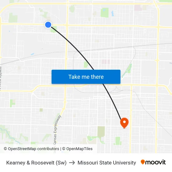 Kearney & Roosevelt (Sw) to Missouri State University map