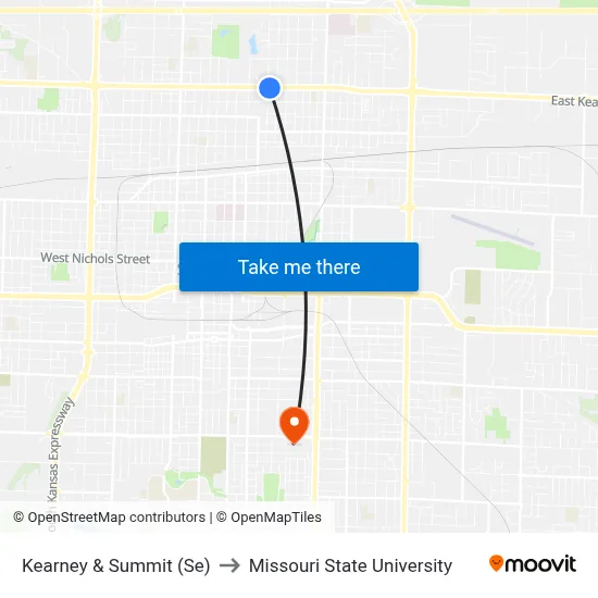 Kearney & Summit (Se) to Missouri State University map