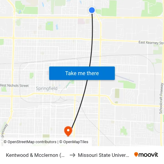Kentwood & Mcclernon (Sw) to Missouri State University map
