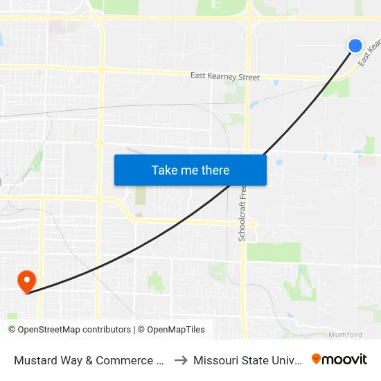 Mustard Way & Commerce Dr (Se) to Missouri State University map