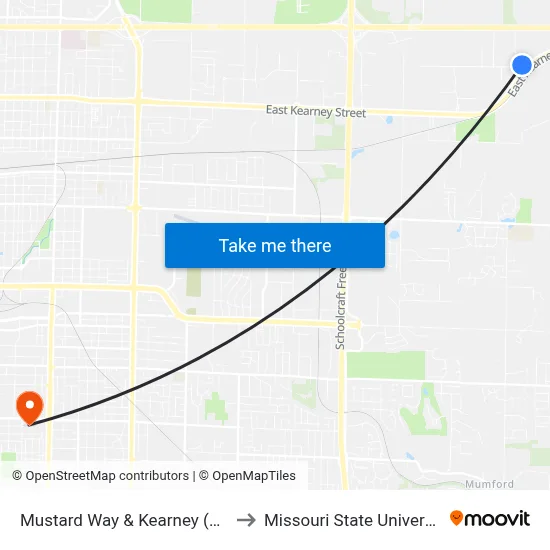 Mustard Way & Kearney (Nw) to Missouri State University map