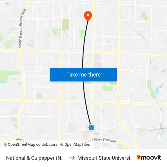 National & Culpepper (Nw) to Missouri State University map