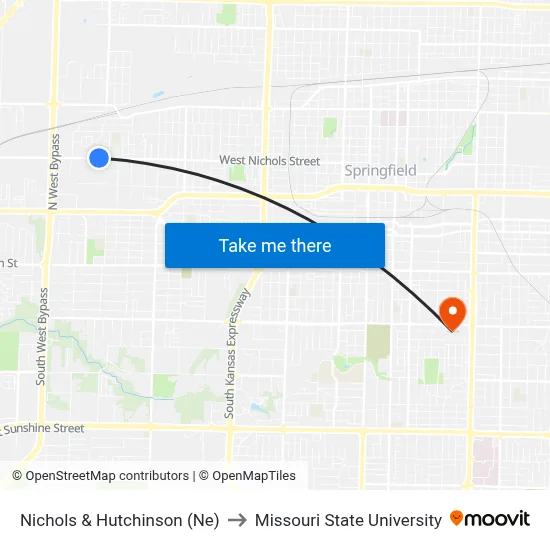 Nichols & Hutchinson (Ne) to Missouri State University map