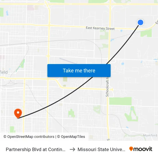 Partnership Blvd at Continental to Missouri State University map
