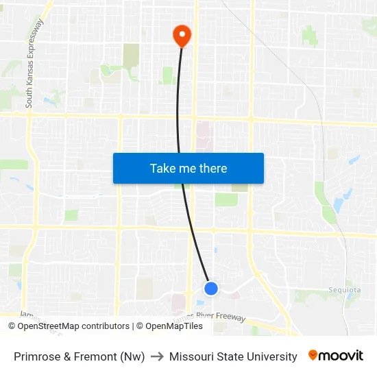 Primrose & Fremont (Nw) to Missouri State University map