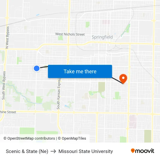 Scenic & State (Ne) to Missouri State University map