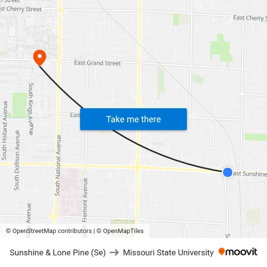 Sunshine & Lone Pine (Se) to Missouri State University map